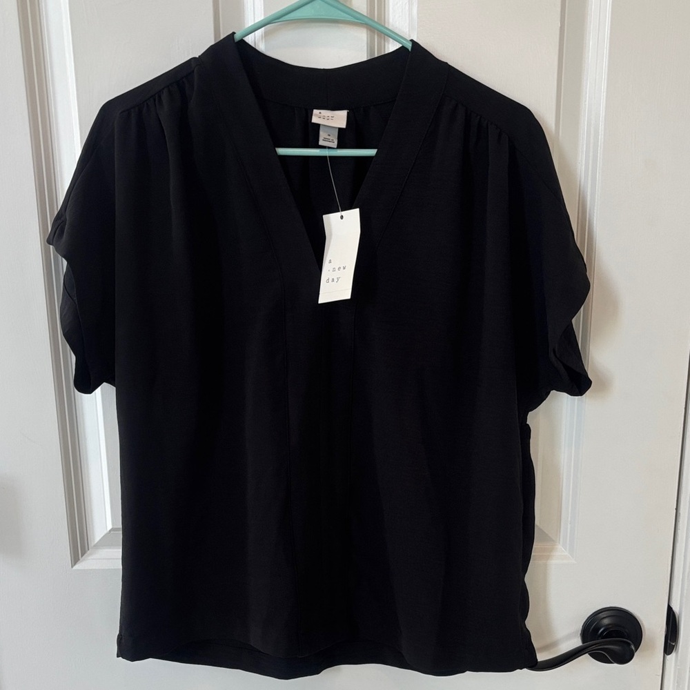a new day Black V-Neck Blouse